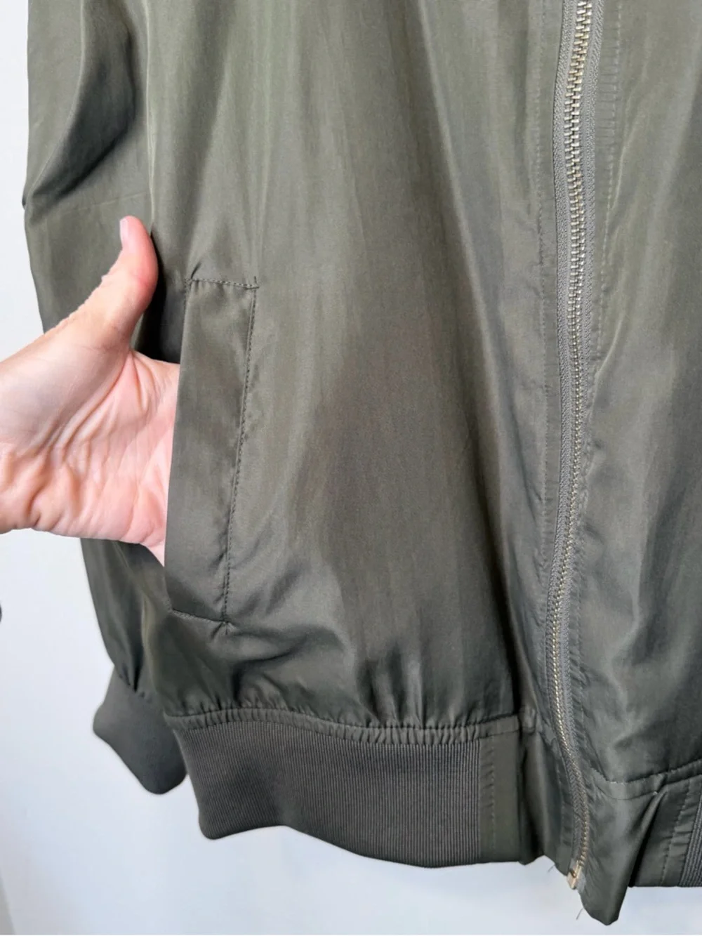INSO | Olive Green Women's Bomber Jacket with Zip Front - Picture 6 of 13